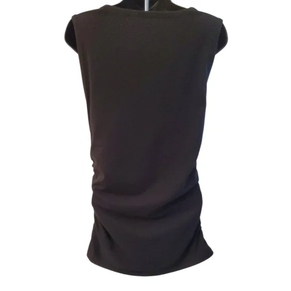Michael Kors Sleeveless Black Ruched Side Zip Scoop Neck Tank Top Size L - Picture 5 of 8